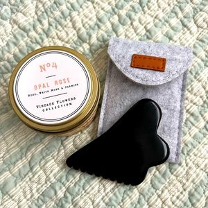 Opal rose tin candle and gua sha with case